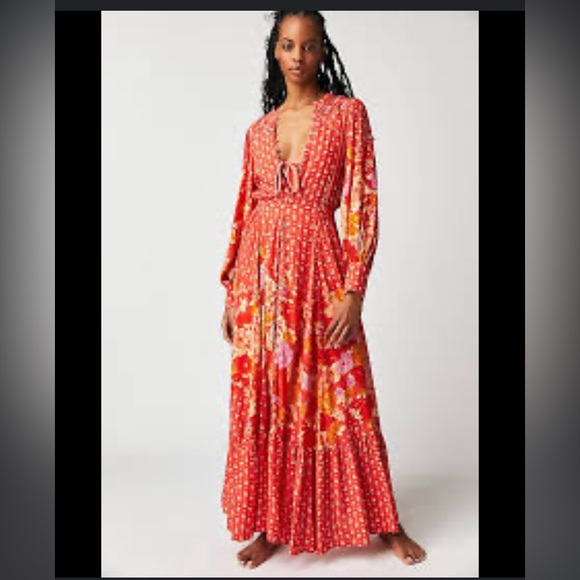 SPELL X Free people Yellow Rose Gown